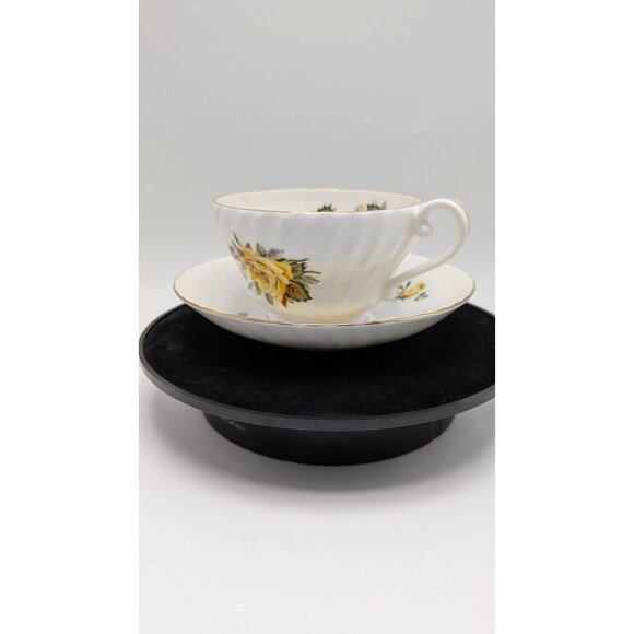 Stanley Yellow Rose Bone China Gold Trim Wide Tea Cup And Saucer Vintage Set - Picture 17 of 17